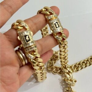 Stainless steel cuban necklace & Bracelet gold plated